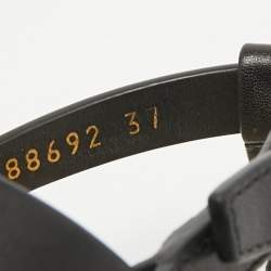 Pre Owned Saint Laurent Black/Beige Leather and Raffia Cassandra Thong Sandals Size 37