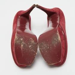 Pre Owned Saint Laurent Burgundy Suede Tribtoo Platform Pumps Size 39