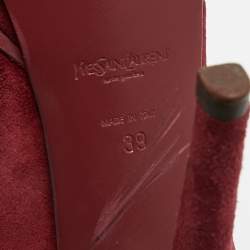 Pre Owned Saint Laurent Burgundy Suede Tribtoo Platform Pumps Size 39