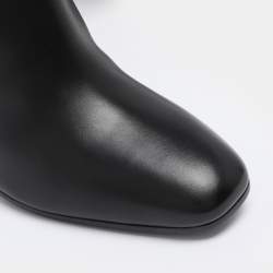 Pre Owned Saint Laurent Black Leather Jane Knee Length Boots Size 36.5