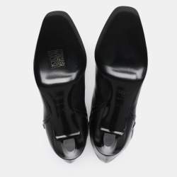 Pre Owned Saint Laurent Black Leather Jane Knee Length Boots Size 36.5