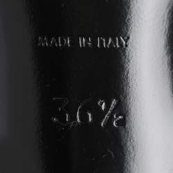 Pre Owned Saint Laurent Black Leather Jane Knee Length Boots Size 36.5