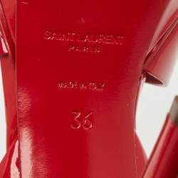 Pre Owned Saint Laurent Dark Red Patent Leather Tribute Platform Sandals Size 36