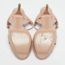 Pre Owned Saint Laurent Pink Leather Tribute Platform Sandals Size 38