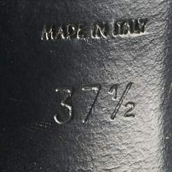 Pre Owned Saint Laurent Paris Blue/Green Leather Jane Ankle Strap Sandals Size 37.5