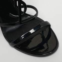 مملوكة مسبقًا Saint Laurent Black Leather Cassandra Ankle Strap Sandals Size 38