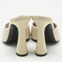 Pre Owned Saint Laurent Cream Fabric Suite Mules Size 37