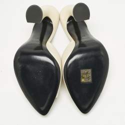 Pre Owned Saint Laurent Cream Fabric Suite Mules Size 37