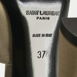 Pre Owned Saint Laurent Cream Fabric Suite Mules Size 37