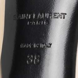 Pre Owned Saint Laurent Beige Patent Leather Anja Pointed Toe Pumps Size 38