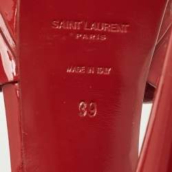 Pre Owned Saint Laurent  Red Patent Leather Tribute Platform Sandals Size 39