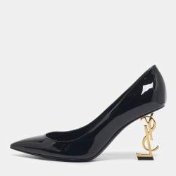 Pre Owned Saint Laurent Black Patent Leather Opyum Pumps Size 36.5
