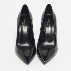 Pre Owned Saint Laurent Black Patent Leather Opyum Pumps Size 36.5