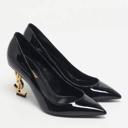 Pre Owned Saint Laurent Black Patent Leather Opyum Pumps Size 36.5