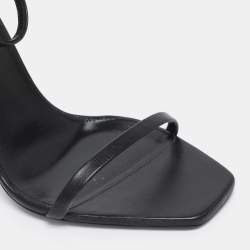 Pre Owned Saint Laurent Paris Black Leather Opyum Ankle Strap Sandals Size 39.5