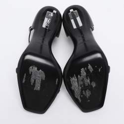 Pre Owned Saint Laurent Paris Black Leather Opyum Ankle Strap Sandals Size 39.5