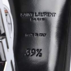 Pre Owned Saint Laurent Paris Black Leather Opyum Ankle Strap Sandals Size 39.5