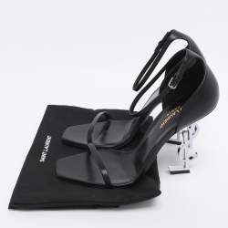 Pre Owned Saint Laurent Paris Black Leather Opyum Ankle Strap Sandals Size 39.5