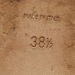 Pre Owned Saint Laurent Brown Leather Tribute Flat Slides Size 38.5