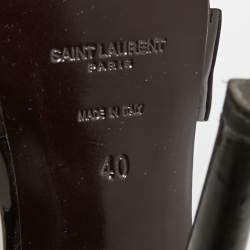 Pre Owned Saint Laurent Burgundy Patent Leather Tribute Platform Sandals Size 40