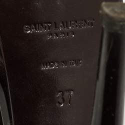 مملوكة مسبقًا صندل سان لوران سيْر كاحل نعل سميك Tribute جلد لامع بوردو مقاس 37