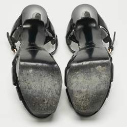 مملوكة مسبقًا Saint Laurent Black Patent Leather Tribute Platform Sandals Size 37