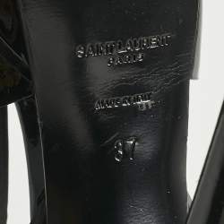 مملوكة مسبقًا Saint Laurent Black Patent Leather Tribute Platform Sandals Size 37