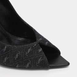 Pre Owned Saint Laurent Paris Dark Grey Denim Lola Slingback Sandals Size 37