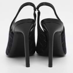 Pre Owned Saint Laurent Paris Dark Grey Denim Lola Slingback Sandals Size 37