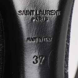 Pre Owned Saint Laurent Paris Dark Grey Denim Lola Slingback Sandals Size 37