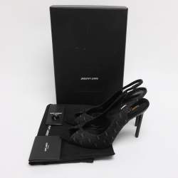 Pre Owned Saint Laurent Paris Dark Grey Denim Lola Slingback Sandals Size 37