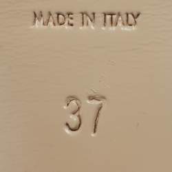 Pre Owned Saint Laurent Beige Patent Leather Tribute Platform Ankle Strap Sandals Size 37