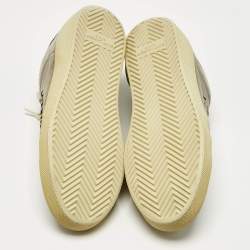 Pre Owned Saint Laurent Paris Grey Canvas and Suede Court Classic Lace Up Sneakers Size 37