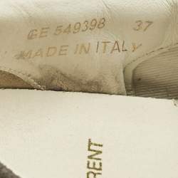 Pre Owned Saint Laurent Paris Grey Canvas and Suede Court Classic Lace Up Sneakers Size 37