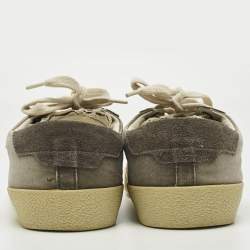 Pre Owned Saint Laurent Paris Grey Canvas and Suede Court Classic Lace Up Sneakers Size 37