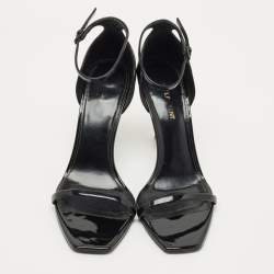 Pre Owned Saint Laurent Black Patent Leather Opyum Sandals Size 39