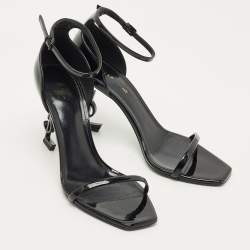Pre Owned Saint Laurent Black Patent Leather Opyum Sandals Size 39