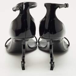 Pre Owned Saint Laurent Black Patent Leather Opyum Sandals Size 39