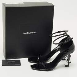 Pre Owned Saint Laurent Black Patent Leather Opyum Sandals Size 39