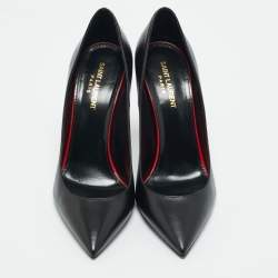 Pre Owned Saint Laurent Black Leather Anja Pumps Size 39.5