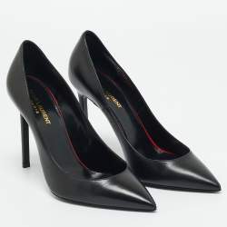 Pre Owned Saint Laurent Black Leather Anja Pumps Size 39.5