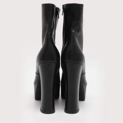 Pre Owned Saint Laurent Paris Black Leather Mid Calf Boots Size 38
