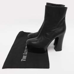 Pre Owned Saint Laurent Paris Black Leather Mid Calf Boots Size 38
