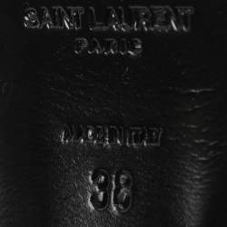 Pre Owned Saint Laurent Paris Black Leather Mid Calf Boots Size 38