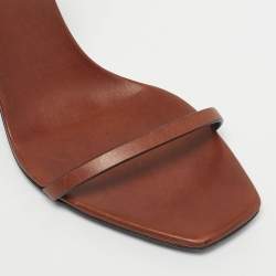 Pre Owned Saint Laurent Brown Leather Opyum Slingback Sandals Size 39.5