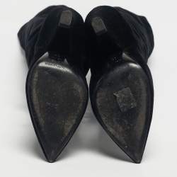 Pre Owned Saint Laurent Black Velvet Niki Over The Knee Boots Size 38