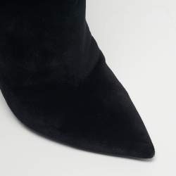 Pre Owned Saint Laurent Black Velvet Niki Over The Knee Boots Size 38