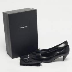 Pre Owned Saint Laurent Black Leather Anai Pumps Size 37.5