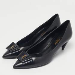 Pre Owned Saint Laurent Black Leather Anai Pumps Size 37.5