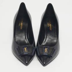 Pre Owned Saint Laurent Black Leather Anai Pumps Size 37.5